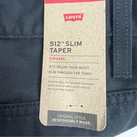 Levi’s 512 Slim Taper Men’s Jeans Sz W38/L32 Color Black Pockets Eco Ease $69.50 - Picture 6 of 14